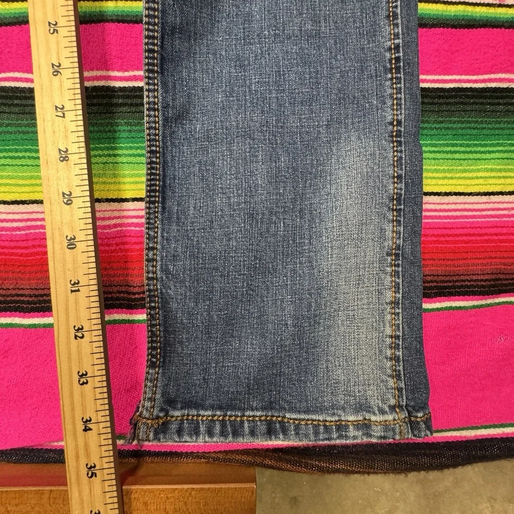 Wrangler Retro Slim Straight Jeans Men's 35x36 (Fits 34x34) Blue Western Faded